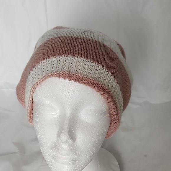 Pink Slouchy Cap Hat Baggy Beanie reversable Winter Handmade Crochet Knit Size M - Picture 2 of 6